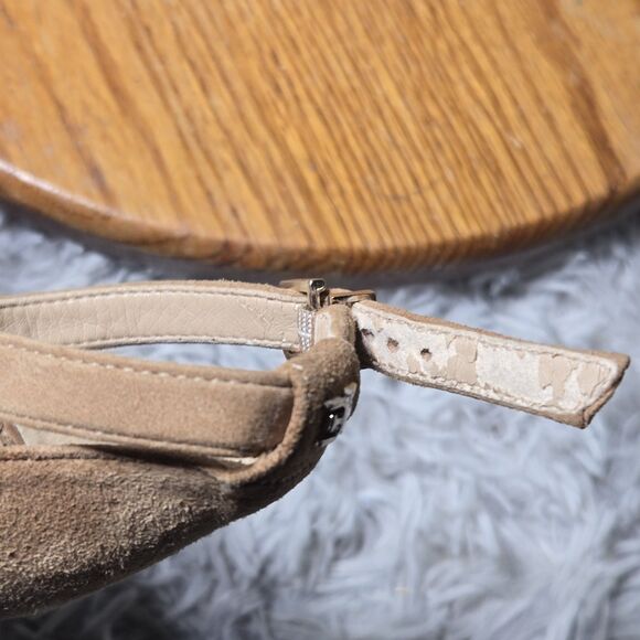 Sam Edelman Womens 7M Suede Ankle Strap Chunky High Heels Camel Pumps Winter Dis - Picture 6 of 9